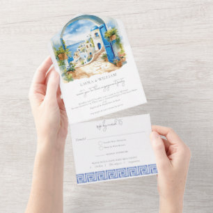 Invitación Todo En Uno Partido Santorini Grecia con Rsvp
