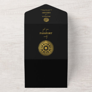 Invitación Todo En Uno Pasaporte de Boda de Destino Brújula Boda
