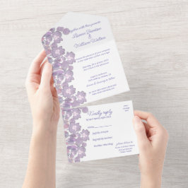 Invitación Todo En Uno Pastel mauve morado rubor floral