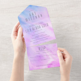 Invitación Todo En Uno Pastel Resumen Elegante PERSONALIZADO BAR BAR MITZ