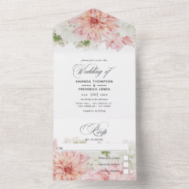 Invitación Todo En Uno Pastel Rubor Rosa Dahlia Boda Todo En Uno Invita