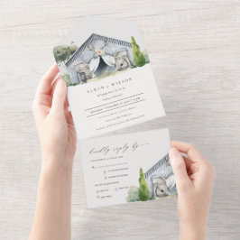 Invitación Todo En Uno Pastel Rústico Dusky Barnyard Boda Temática