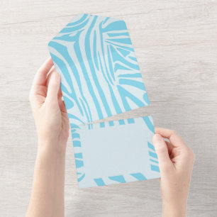 Invitación Todo En Uno Patrón de cebra azul