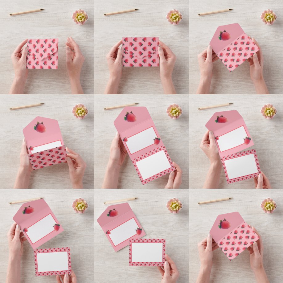 Invitación Todo En Uno Patrón de fresa fresca