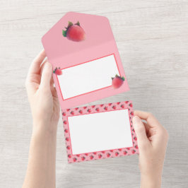 Invitación Todo En Uno Patrón de fresa fresca