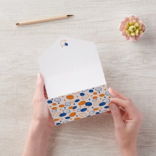 Invitación Todo En Uno Patrón de limón azul y naranja, temática afrutada 