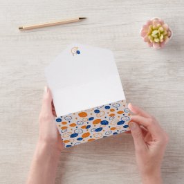 Invitación Todo En Uno Patrón de limón azul y naranja, temática frutal ju