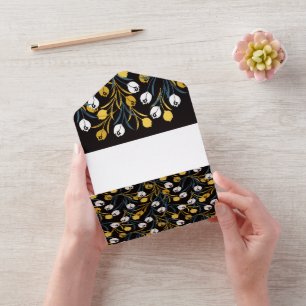 Invitación Todo En Uno Patrón elegante de flor tulipán