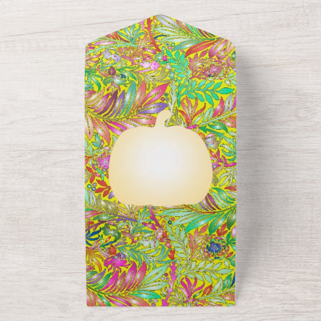 Invitación Todo En Uno patrón floral decorativo (Afuera)