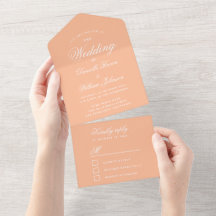 Peach Boda Elegant Script Color moderno RSVP