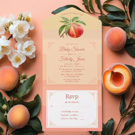 Invitación Todo En Uno Peach Fuzz Baby Shower