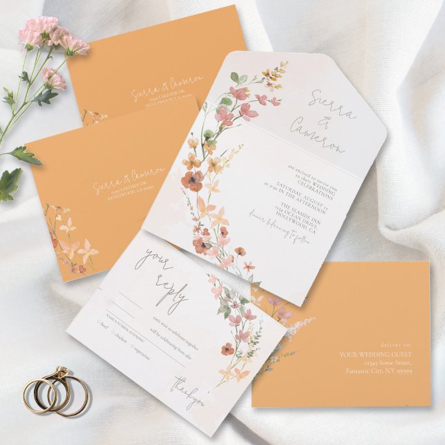 Invitación Todo En Uno Peach ID1023, Boda de girasol soleado (Subido por el creador)