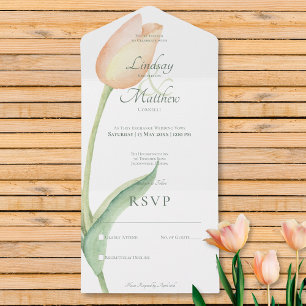 Invitación Todo En Uno Peach Rubor Tulip Solo Moderno No Cena