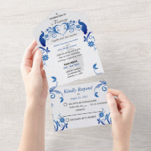 Peacock All in One Wedding Invite