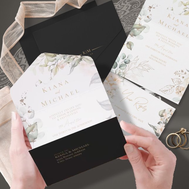 Invitación Todo En Uno Pearl Rubor Floral Elegance Boda ID989 (Subido por el creador)