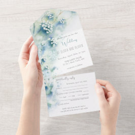 Invitación Todo En Uno Pequeñas Flores Blancas Boda Todo En Una Invitació