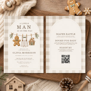 Invitación Todo en Uno Pequeño Hombre Ducha de Bebé de Pan de