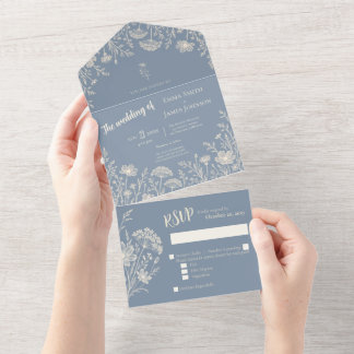 Invitación Todo En Uno Periwinkle Wildflower All in One Invitation
