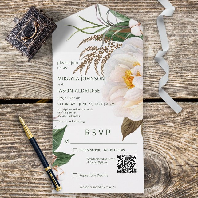 Invitación Todo En Uno Personajes blancos modernos en código QR blanco (Subido por el creador)