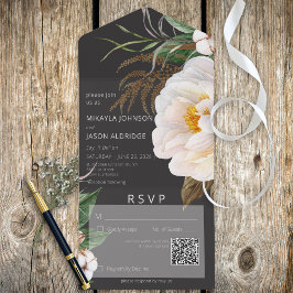 Invitación Todo En Uno Personajes blancos modernos en código QR negro