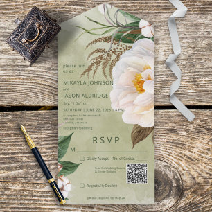 Invitación Todo En Uno Personajes blancos modernos en el código QR verde