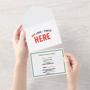 INVITACIÓN TODO EN UNO PERSONALIZABLE MODERNO ESTILO BLANCO VERIFICADO MA