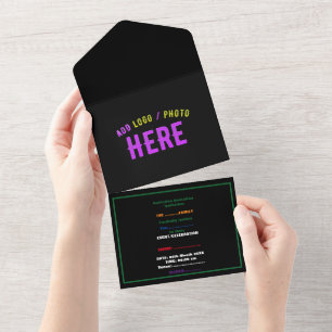 INVITACIÓN TODO EN UNO PERSONALIZABLE MODERNO ESTILO NEGRO VERIFICADO MAR