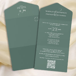 Invitación Todo En Uno Personalizado de código QR de matrimonio elegante