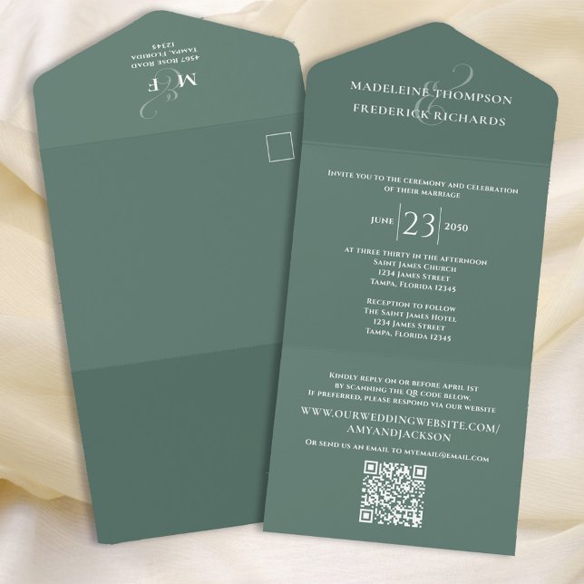 Invitación Todo En Uno Personalizado de código QR de matrimonio elegante  (Subido por el creador)
