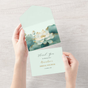 Invitación Todo En Uno Personalizado Lotus flower Bridal Shower Gracias