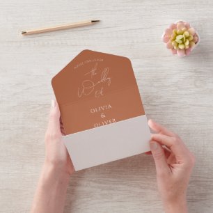 Invitación Todo En Uno Personalizado monograma boda de caligrafía de terr