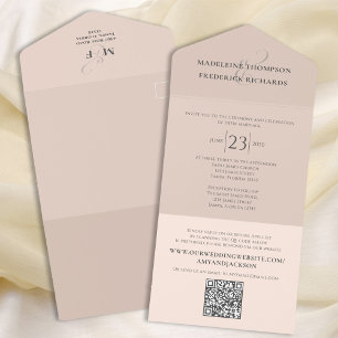 Invitación Todo En Uno Personalizado RSVP de Rubor Simple Wedding