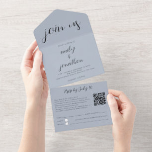 Invitación Todo En Uno Personalizado Únete Al Código QR Estadounidense Gu