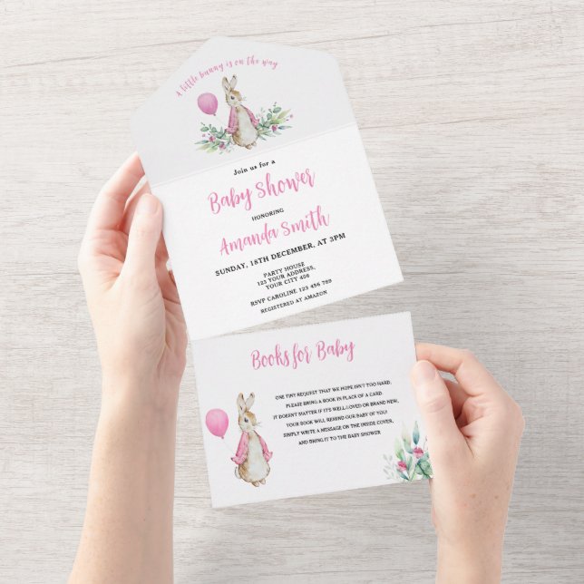 Invitación Todo En Uno Peter Rabbit Baby Shower (desgarro)