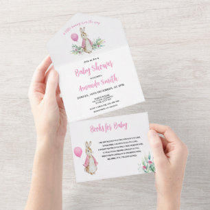 Invitación Todo En Uno Peter Rabbit Baby Shower