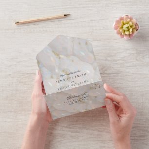 Invitación Todo En Uno Piedra Ópalo Elegante Brillante Única