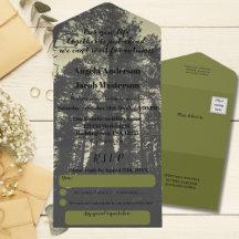 Pine Trees Olive Green Autumn Boda