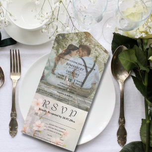 Invitación Todo En Uno Pink Cherry Blossom Large Photo Picture Website