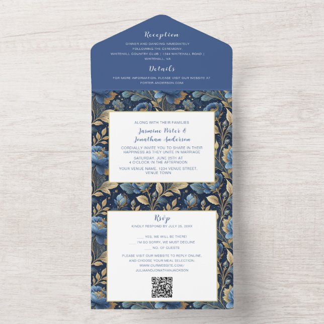 Invitación Todo En Uno Pink Magnolia Blossom (Interior)