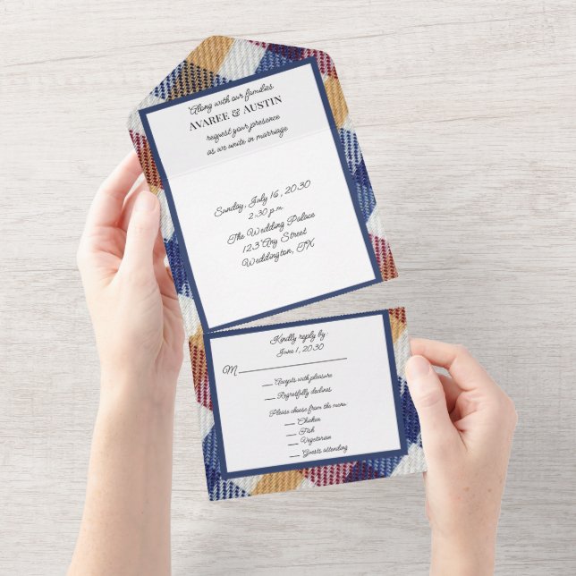 Invitación Todo En Uno Pintado en rojo y azul (desgarro)