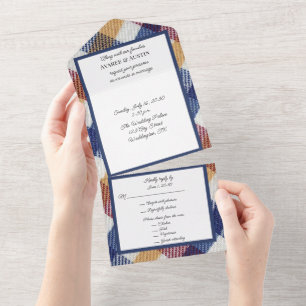 Invitación Todo En Uno Pintado en rojo y azul
