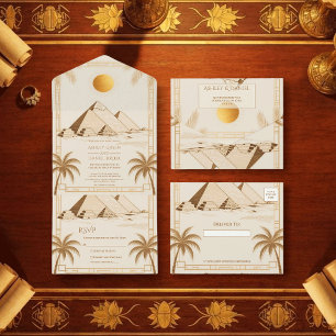 Invitación Todo En Uno Pirámides de Giza de Egipto Antiguo Boda Egipcia