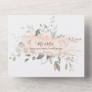 Invitación Todo En Uno PixDezines Elegant Rubor Peonies