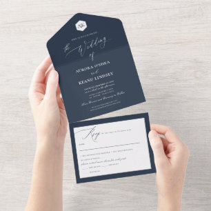 Invitación Todo En Uno PixDezines Luxe Caligrafía DIY Color Slate Blue