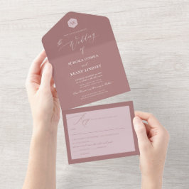 Invitación Todo En Uno PixDezines Luxe Caligraphy DIY Color Dusty Rosa