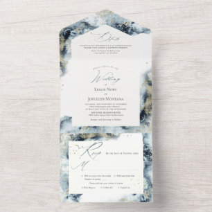 Invitación Todo En Uno PixDezines Resumen Galaxy Midnight Blue Gold