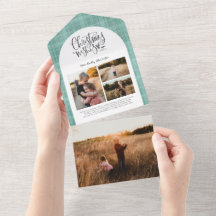 Plaid Santa Navidades Green Pink 4 Photo Holiday