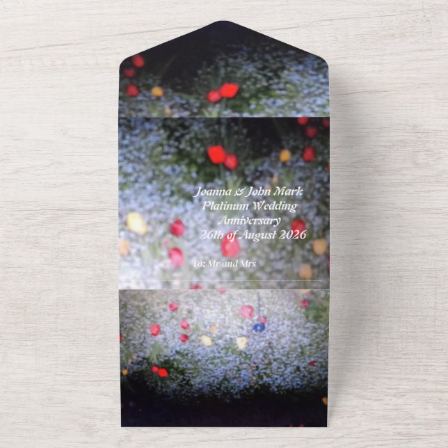 Invitación Todo En Uno platinum 20th wedding anniversary invitation   (Afuera)