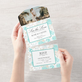 Invitación Todo En Uno Playa de Amor Nupcial Náutico