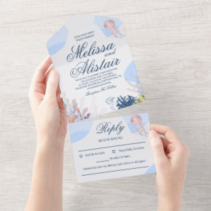 Invitación Todo En Uno Playa de personalizable todo en una boda